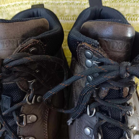 Lands' End Performance Boots Brown Lace Up Leather Ankle Boots Style 68406 Sz 12 - Picture 7 of 11